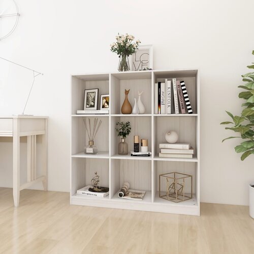 VidaXL knjižna omara za razdelitev prostora bela 104x33,5x110 cm Slike