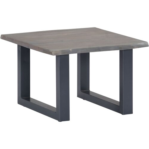VidaXL Klubska mizica z živimi robovi siva 60x60x40 cm akacijev les Slike