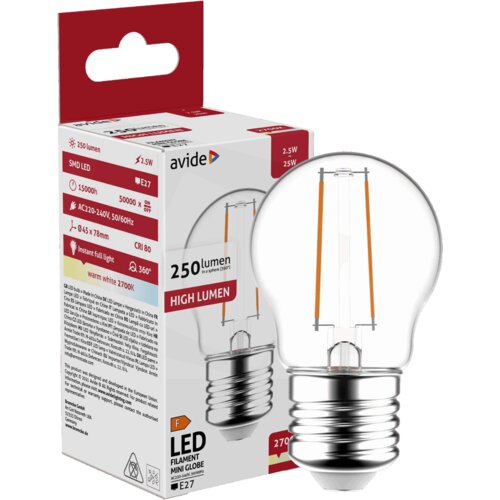 Avide Sijalica, LED 2.5W, E27, 2700K, 360&amp;deg;, 230V AC &amp;ndash; Mini Globe 2.5W E27 Slike