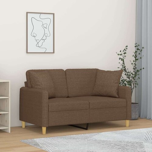  Dvosjed s ukrasnim jastucima smeđi 120 cm od tkanine Cijene