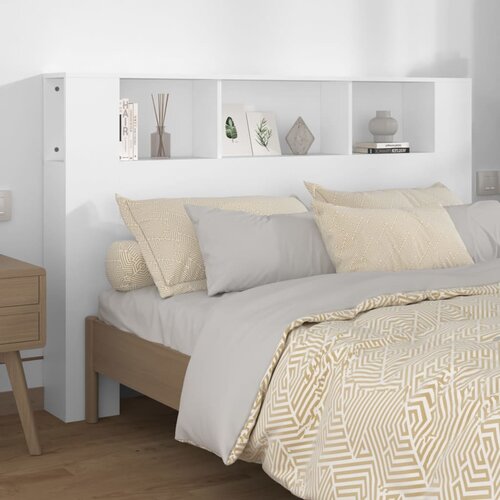 VidaXL vzglavna omarica bela 160x18,5x104,5 cm Slike