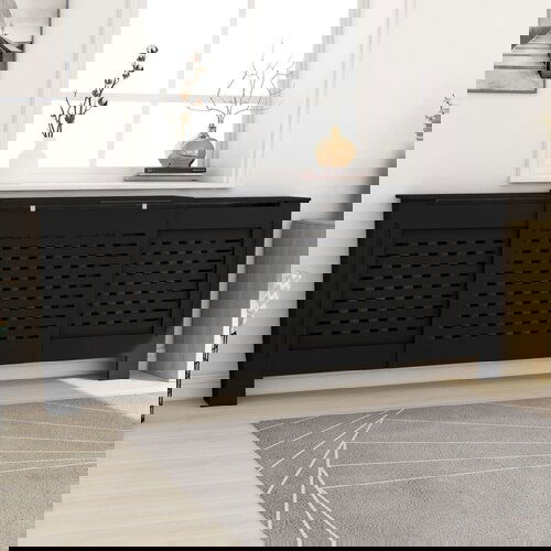 VidaXL pokrov za radijator mdf crni 205 cm Slike