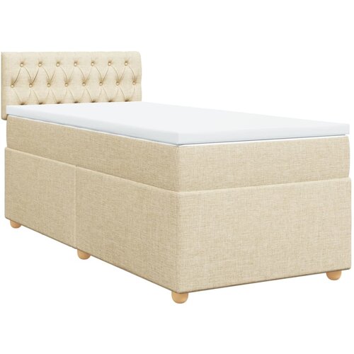 vidaXL Box spring postelja z vzmetnico krem 100x200 cm blago, (21291584) Cene