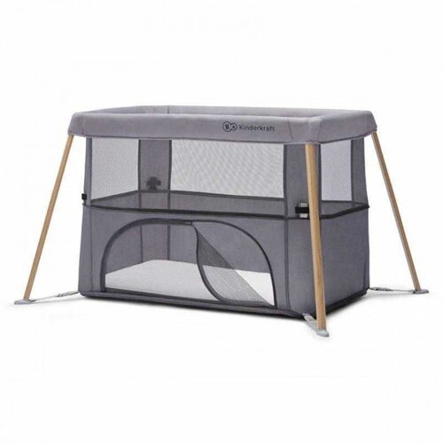 Kinderkraft prenosivi krevetac MOVI Grey&Wood Cene