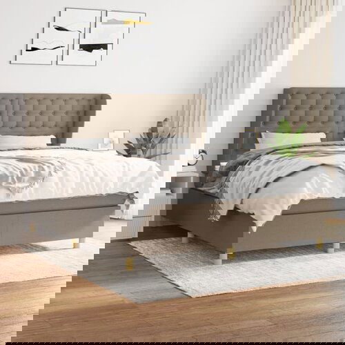  The Living Store Box spring postelja z vzmetnico taupe 160x200 cm blago - Box Spring Postelja, (21514659) Slike