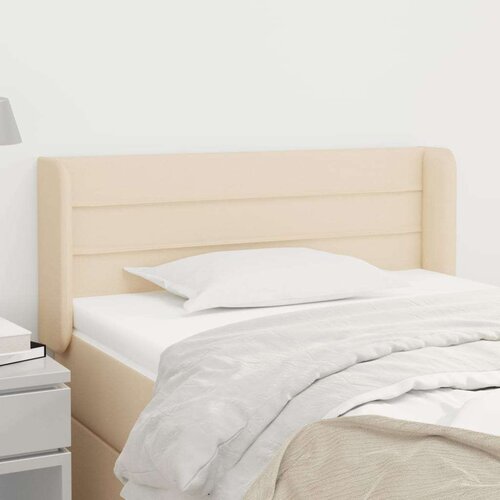  Vzglavje z u&amp;scaron;esi krem 93x16x78/88 cm blago, (20794372) Slike