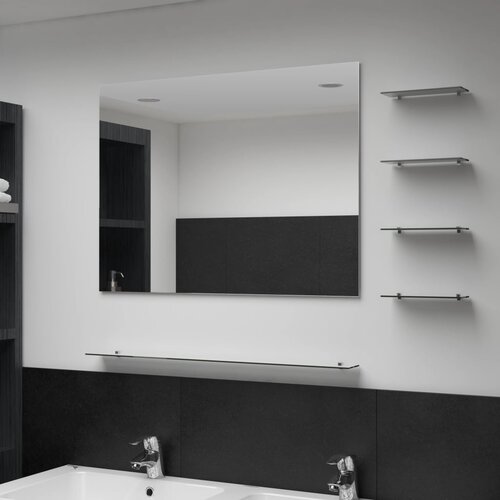vidaXL Stensko ogledalo s 5 policami srebrno 80x60 cm Cene