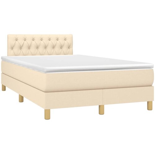 vidaXL Box spring postelja z vzmetnico krem 120x190 cm blago, (21112320) Cene
