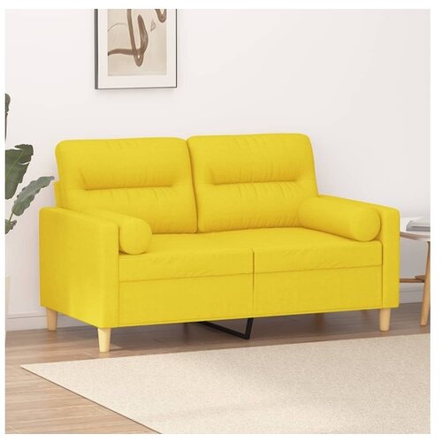 VidaXL Dvosjed s ukrasnim jastucima svjetložuti 120 cm od tkanine Slike