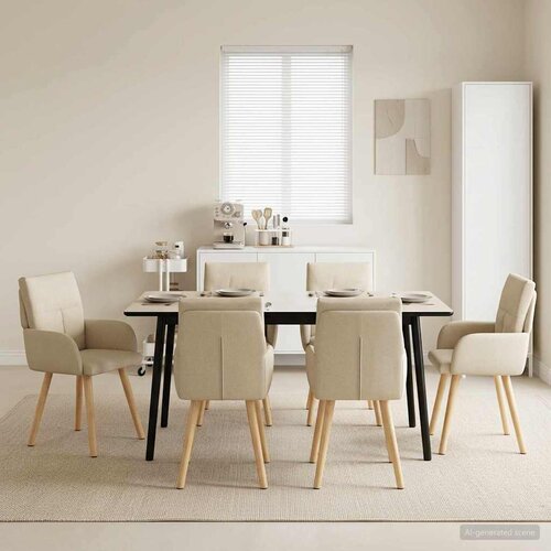  Trpezarijske stolice 6 pcs Tkanina Krem 60 x 56 x 96 cm Cijene