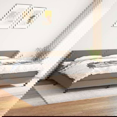  Box spring postelja z vzmetnico taupe 200x200 cm blago, (20999220) Cene