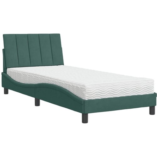 vidaXL Krevet s madracem tamnozeleni 90x190 cm baršunasti Cene