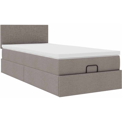  Otomanski krevet s madracem i LED smeđesivi 90x200 cm tkanine Slike