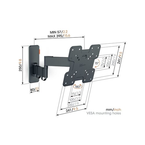 Vogels TVM1243, zidni nosač za ekrane od 19"-43", nagib 15° pomak 180°, do 15kg Cene