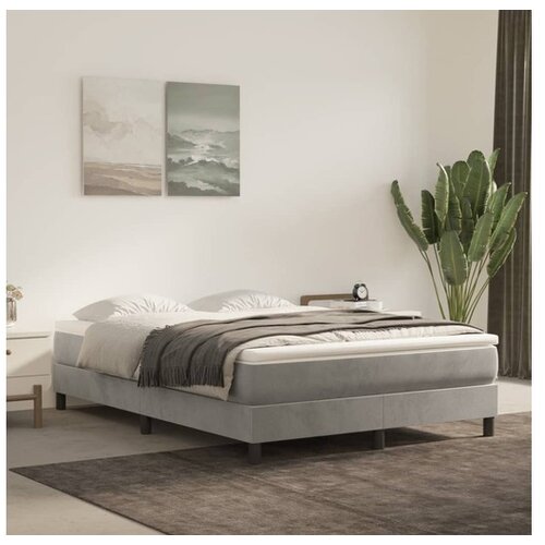  Box spring postelja z vzmetnico svetlo siva 140x200 cm žamet Cene
