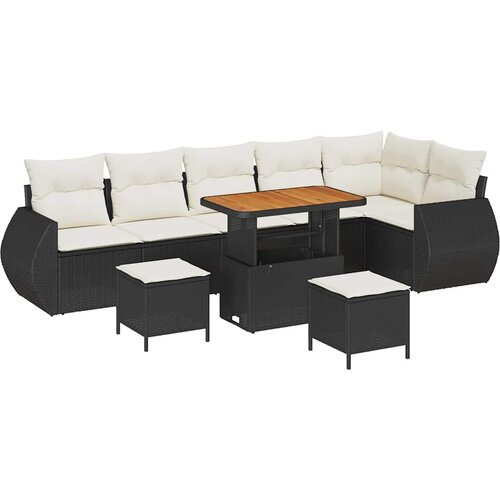  Sjedeća garnitura za vrt 9 kom. Crna poliratan 90 x 55 x 71 cm Slike