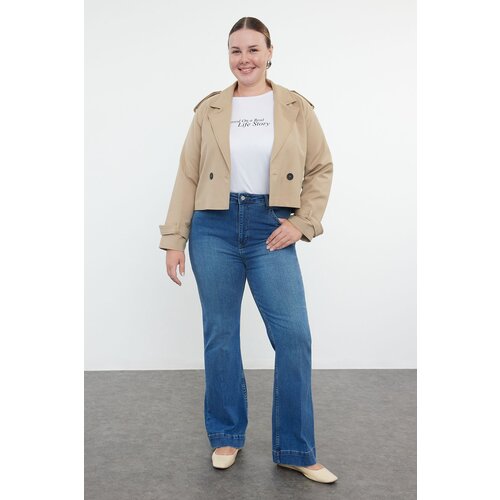 Trendyol Curve Blue High Waist Flare Leg Plus Size Jeans Cene