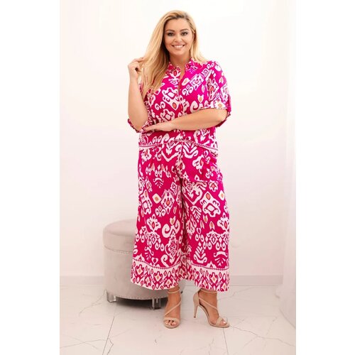 Kesi Włoski Plus size women&amp;#039;s viscose set with geometric print fuchsia Slike