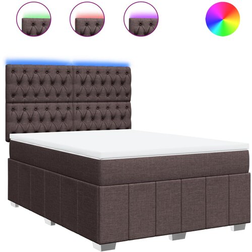 vidaXL Box spring postelja z vzmetnico temno rjav 140x190 cm blago, (21310586) Cene