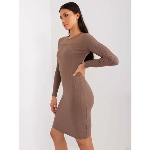 Fashion Hunters Brown dress with long sleeves