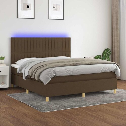  box spring s madracem LED tamnosmeđi 180x200 cm tkanina Cijene