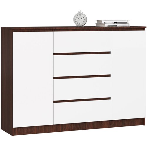 AKORD Komoda, 2 Vrata In 4 Predali, Wenge/Bela, (5000332124) Cene