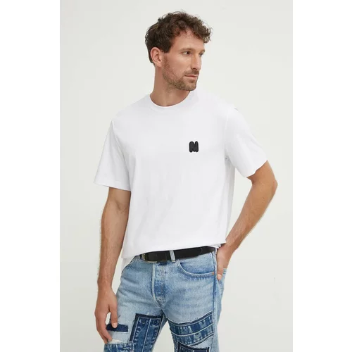 Msgm Pamučna majica za muškarce, boja: bijela, s aplikacijom, 3740MM111.247798