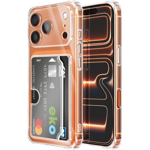 AVIZAR Ovitek za iPhone 17 Pro Max &ndash; vgrajen žep za kartice in ojačani vogali, Prozorna, (5000275551) Cene