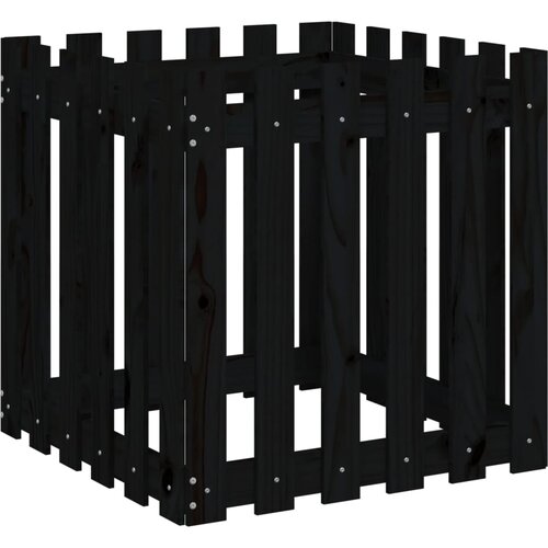Maison Chic Vrtno korito - Greda - Cvetlični Lonec z ograjico črno 60x60x60 cm trdna borovina, (21789544) Slike