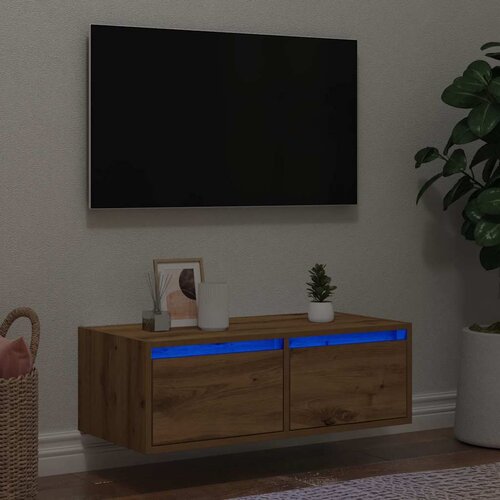 TV ormarić s LED svjetlima boja artisan hrasta 75x35,5x25 cm Cijene