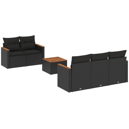  6-dijelni set vrtnih sofa s jastucima crni od poliratana Crna 61.5 x 62 x 69 cm Slike