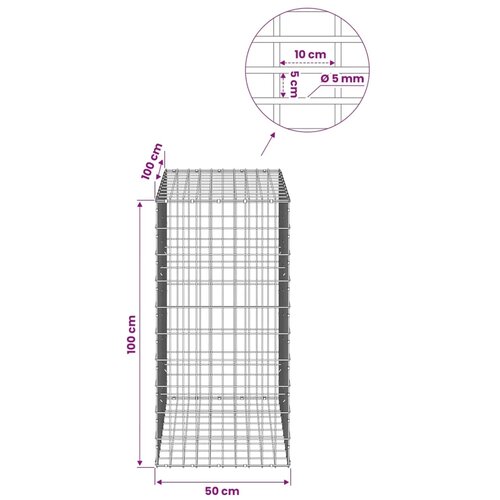  Gabion s žicom debljine 5 mm i mrežom 5x10 cm 50x100x100 cm - 100 cm 100 cm 50 cm Slike