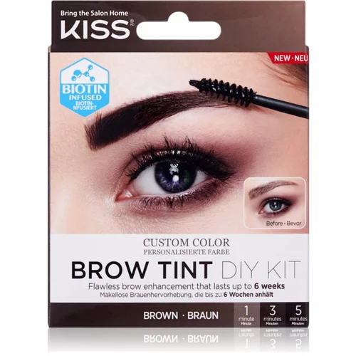 Kiss Brow Tint DIY Kit barva za obrvi odtenek Brown 20 ml