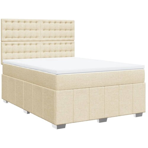  Krevet s oprugama i madracem krem 160x200 cm od tkanine Slike