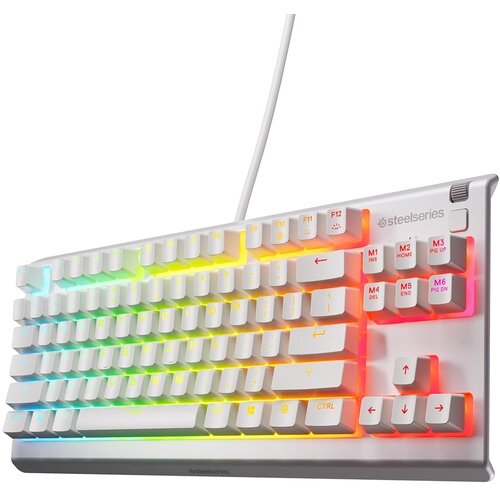 Steel Series Apex 3 TKL žična RGB igralna tipkovnica bele barve z US postavitvijo QWERTY Slike