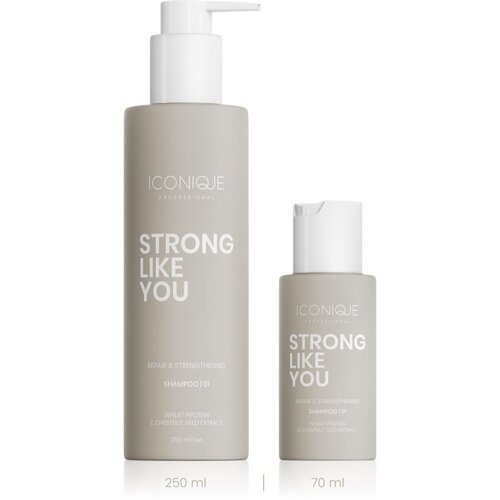 ICONIQUE Professional STRONG LIKE YOU Repair &amp;amp; Strengthening regenerirajući &amp;scaron;ampon za o&amp;scaron;tećenu kosu 70 ml Slike