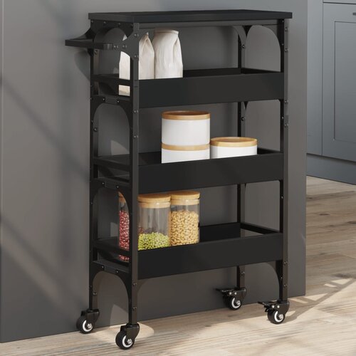 vidaXL Kuhinjska kolica crna 53 x 20 x 76 cm od konstruiranog drva Cijene
