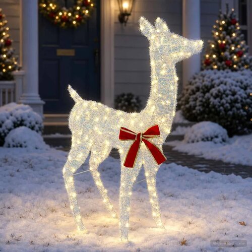  3D Božićni irvas LOVIISA 110 LED lampica Topla bijela - Iridescentni &amp;scaron;ljokičasti 70 x 26 x 100 cm Slike