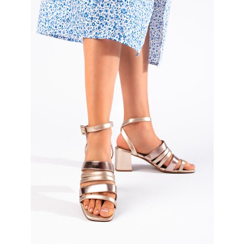 Shelvt Women&amp;#039;s gold sandals with straps Sergio Leone Slike