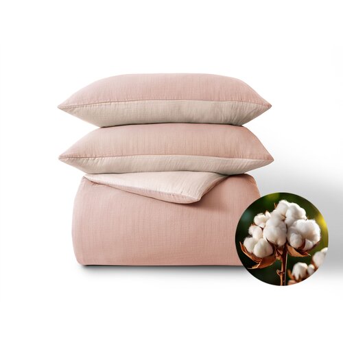 Dormeo Pamučna muslin posteljina roza 140x200 cm Slike