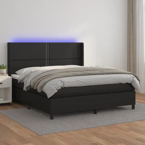  box spring s madracem LED crni 180x200cm od umjetne kože