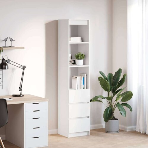 vidaXL Visoka omara bel 37,5x35x180 cm inženirski les Cene
