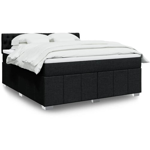 VidaXL Krevet s oprugama i madracem crni 180x200 cm od tkanine Slike