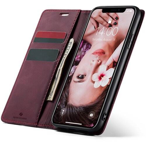Spacecase OVITEK DENARNICA ZA IPHONE XR USNJENI OVITEK ZA TELEFON RDEČ, (21964364) Cene