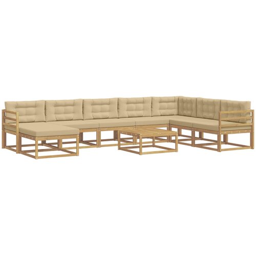  Set vanjskih sofa 9 pcs Bijela i bež Slike