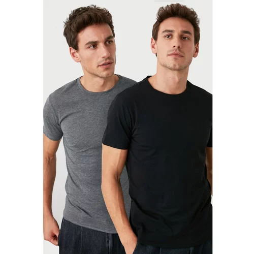 Trendyol Multicolor Men's Basic 100% Cotton 2-Pack Slim Fit Crew Neck T-Shirt