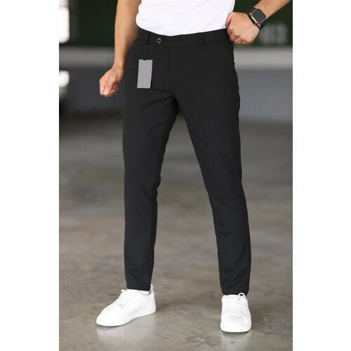 Dewberry 47676 Italian Cut Elastic Fabric Mens Trousers-BLACK Cene
