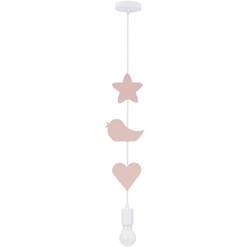 Candellux Lighting Bela/rožnata otroška svetilka s kovinskim senčnikom Single – Cene