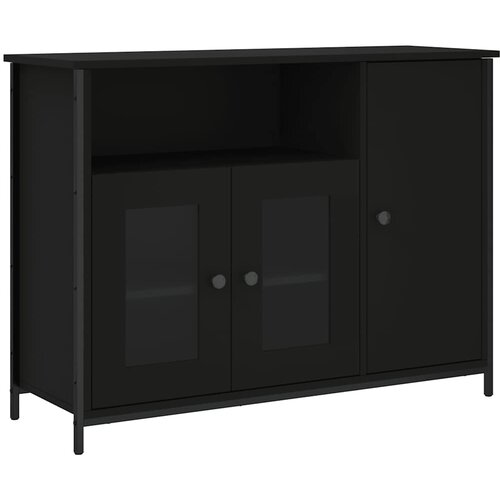  Komoda crna 100x35x75 cm od konstruiranog drva Slike