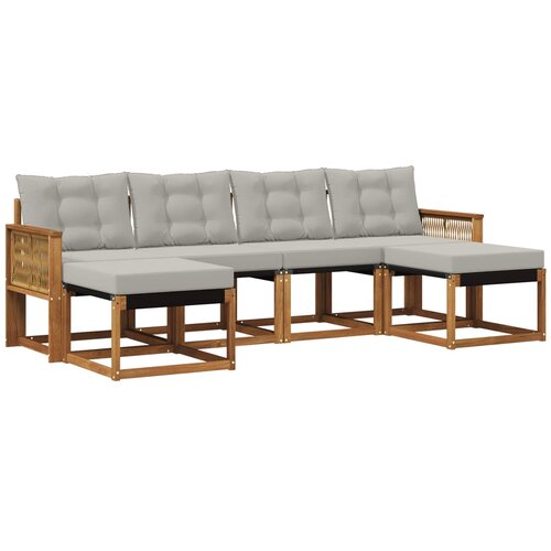 vidaXL Zunanja garnitura za sedenje 6 pcs Naravna in svetlo siva, (5000282268) Cene